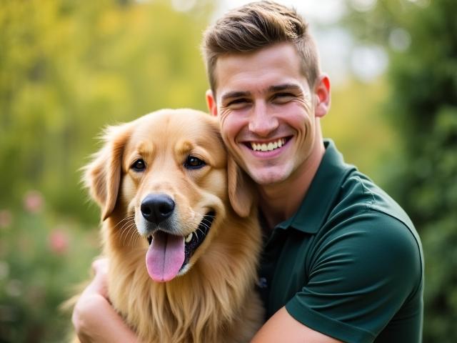 Daytn Gasparello with his Golden Retriever