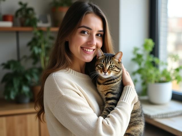 Tuyet Chanderdatt with her rescue cat