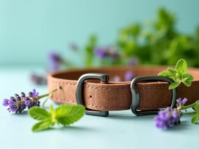 Herbal flea repellent collar with plant-based ingredients